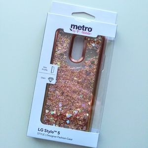 LG Stylo 5 Rose Gold Glitter Phone Case NIB